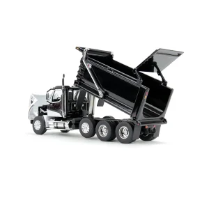Manufacturer_DCP by First Gear Dump Trucks | Lowboys & Flatbeds<1/64 Black Western Star 49X with Ox Bodies Dump & Beaver Tail Trailer, DCP by First Gear