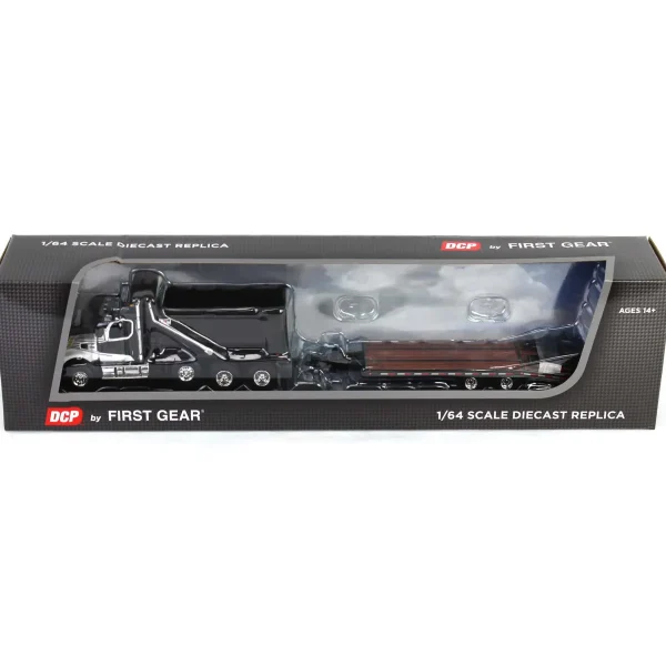 Manufacturer_DCP by First Gear Dump Trucks | Lowboys & Flatbeds<1/64 Black Western Star 49X with Ox Bodies Dump & Beaver Tail Trailer, DCP by First Gear