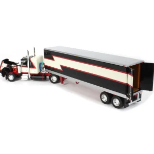 Manufacturer_DCP by First Gear Box Trucks & Trailers<1/64 Black/Cream/Red Peterbilt 359 w/ 36in Flattop Sleeper & 40ft Vintage Trailer, DCP by First Gear