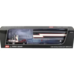 Manufacturer_DCP by First Gear Box Trucks & Trailers<1/64 Black/Cream/Red Peterbilt 359 w/ 36in Flattop Sleeper & 40ft Vintage Trailer, DCP by First Gear