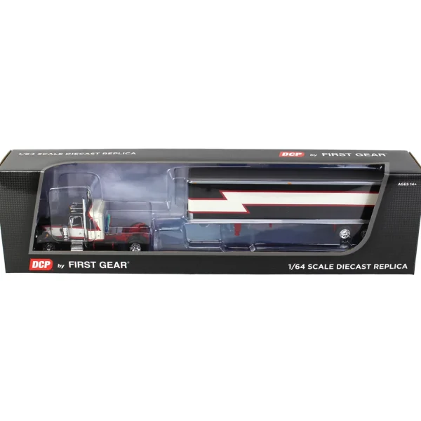 Manufacturer_DCP by First Gear Box Trucks & Trailers<1/64 Black/Cream/Red Peterbilt 359 w/ 36in Flattop Sleeper & 40ft Vintage Trailer, DCP by First Gear