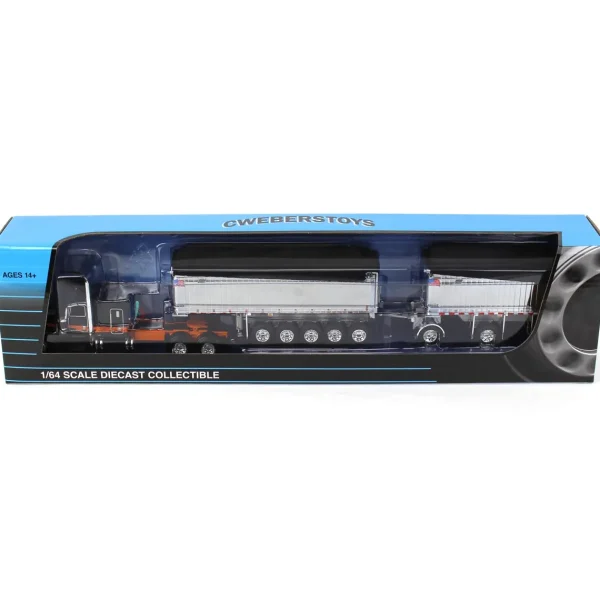 Manufacturer_DCP by First Gear Dump Trucks<1/64 Black/Orange/Chrome Peterbilt 389 w/ Chrome East Genesis II End Dump Trailers, DCP by First Gear