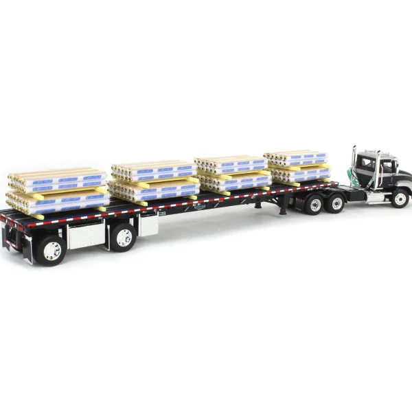Manufacturer_DCP by First Gear Lowboys & Flatbeds<1/64 Black/Silver Mack Pinnacle with 53ft Wilson Roadbrute Trailer & Pallet Load, DCP by First Gear