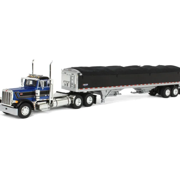 Manufacturer_DCP by First Gear Agricultural Trucks<1/64 Blue & Black Peterbilt 379 Day Cab with Black Wilson Pacesetter Grain Trailer, DCP by First Gear