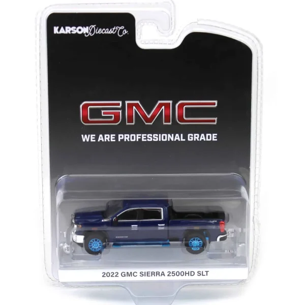Manufacturer_Greenlight Collectibles Pickup Trucks<Blue Chrome Chase ~ 1/64 2022 GMC Sierra 2500HD SLT, Pacific Blue, Karson Diecast Exclusive