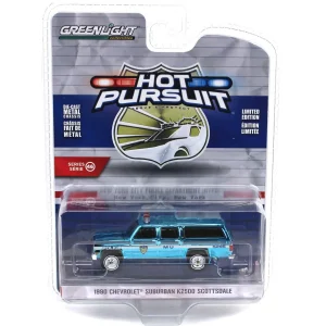 Manufacturer_Greenlight Collectibles Cars & Suvs | Emergency Vehicles<Blue Chrome Super Chase ~ 1/64 1990 Chevrolet Suburban K2500 Scottsdale, NYPD, Hot Pursuit Series 46