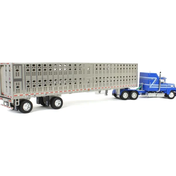 Manufacturer_DCP by First Gear Agricultural Trucks<1/64 Blue Ford LTL 9000 60in Aerodyne Sleeper with Wilson Stockmaster PSAL Livestock Trailer, DCP by First Gear