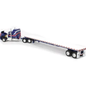 Manufacturer_DCP by First Gear Lowboys & Flatbeds<1/64 Blue Kenworth W900A Aerodyne Sleeper w/ 53ft Wilson Roadbrute Trailer, Liberty Series, DCP by First Gear