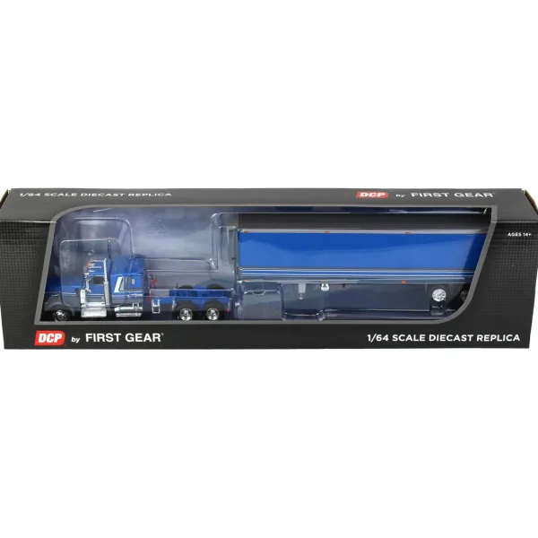 Manufacturer_DCP by First Gear Box Trucks & Trailers<1/64 Blue Kenworth W900A w/ 40ft Vintage Reefer Trailer, DCP by First Gear