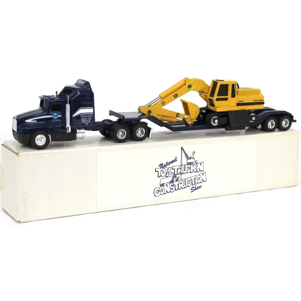 Manufacturer_ERTL Lowboys & Flatbeds<1/64 Blue Midwest Semi with Lowboy Trailer and John Deere 690C Excavator