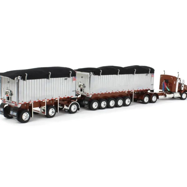 Manufacturer_DCP by First Gear Dump Trucks<1/64 Bronze/Chrome Kenworth T800 w/ Chrome East Genesis II End Dump Trailers, DCP by First Gear