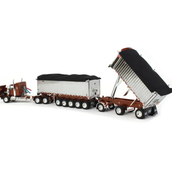 Manufacturer_DCP by First Gear Dump Trucks<1/64 Bronze/Chrome Kenworth T800 w/ Chrome East Genesis II End Dump Trailers, DCP by First Gear