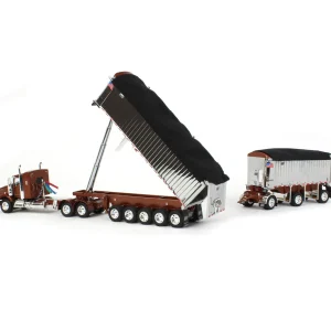 Manufacturer_DCP by First Gear Dump Trucks<1/64 Bronze/Chrome Kenworth T800 w/ Chrome East Genesis II End Dump Trailers, DCP by First Gear
