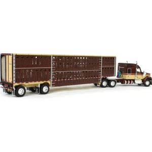 Manufacturer_DCP by First Gear Agricultural Trucks<1/64 Brown & Tan Kenworth W990 with Wilson Silverstar Livestock Trailer, DCP by First Gear
