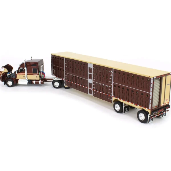 Manufacturer_DCP by First Gear Agricultural Trucks<1/64 Brown & Tan Kenworth W990 with Wilson Silverstar Livestock Trailer, DCP by First Gear