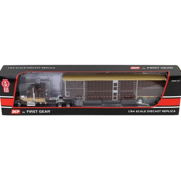 Manufacturer_DCP by First Gear Agricultural Trucks<1/64 Brown & Tan Kenworth W990 with Wilson Silverstar Livestock Trailer, DCP by First Gear