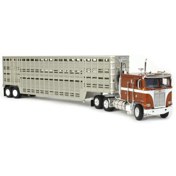 Manufacturer_DCP by First Gear Agricultural Trucks<1/64 Brown Kenworth K100 COE Flattop with 45ft Wilson Vintage Livestock Trailer, DCP by First Gear