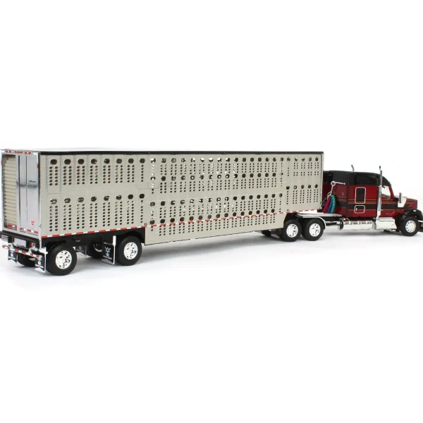 Manufacturer_DCP by First Gear Agricultural Trucks<1/64 Burgundy & Black Kenworth W990 with Wilson Silverstar Livestock Trailer, DCP by First Gear