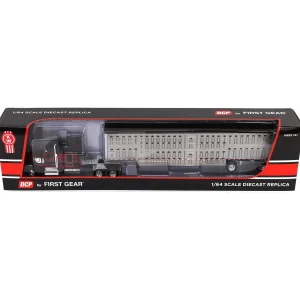 Manufacturer_DCP by First Gear Agricultural Trucks<1/64 Burgundy & Black Kenworth W990 with Wilson Silverstar Livestock Trailer, DCP by First Gear