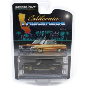 Manufacturer_Greenlight Collectibles Cars & Suvs<1/64 1976 Cadillac Eldorado Convertible, Black & Gold, California Lowriders Series 6