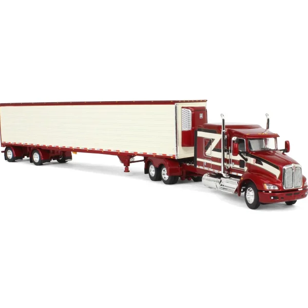 Manufacturer_DCP by First Gear Box Trucks & Trailers | Lowboys & Flatbeds<1/64 Candy Red/Ivory Kenworth T660 with Spread Axle Reefer Trailer, DCP by First Gear
