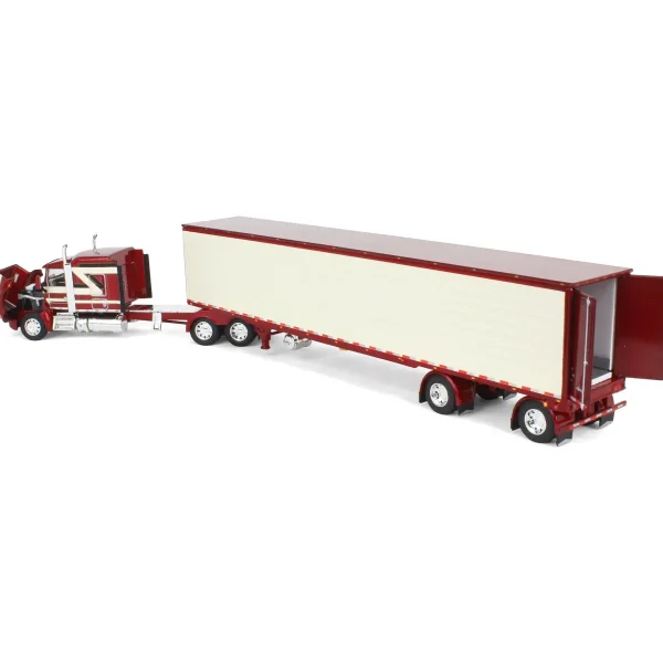 Manufacturer_DCP by First Gear Box Trucks & Trailers | Lowboys & Flatbeds<1/64 Candy Red/Ivory Kenworth T660 with Spread Axle Reefer Trailer, DCP by First Gear