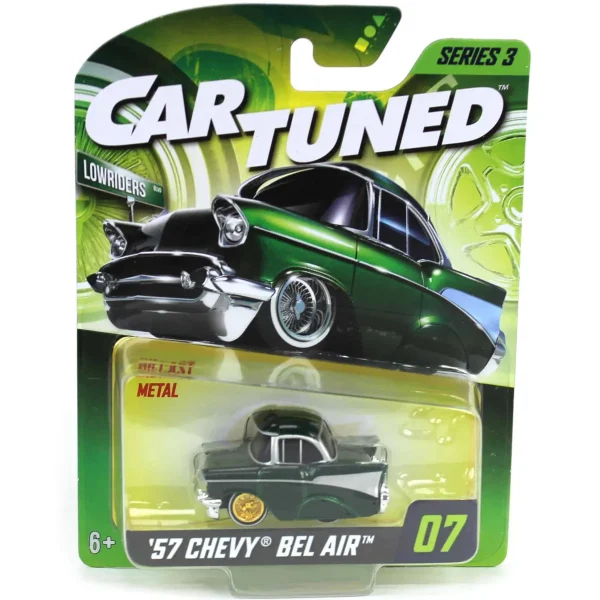 Manufacturer_MGA Entertainment Cars & Suvs<CarTuned 1957 Chevy Bel Air Lowrider, Green & Gold, Mainline Series 3