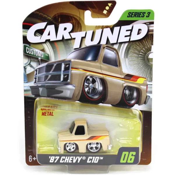 Manufacturer_MGA Entertainment Pickup Trucks<CarTuned 1987 Chevy C10 Pickup Truck, Retro Cream Paint Job, Mainline Series 3