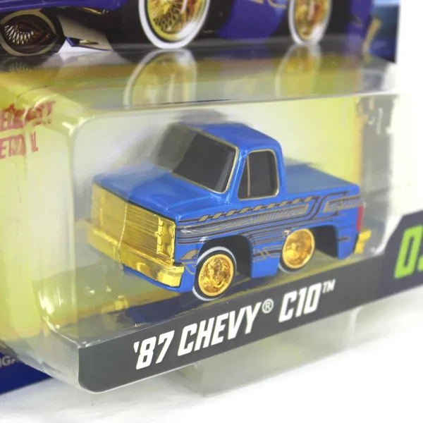 Manufacturer_MGA Entertainment Pickup Trucks<CarTuned 1987 Chevy C10 Pickup Truck, Blue & Gold, Mainline Series 3