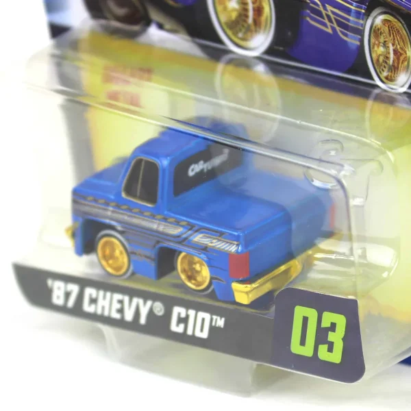 Manufacturer_MGA Entertainment Pickup Trucks<CarTuned 1987 Chevy C10 Pickup Truck, Blue & Gold, Mainline Series 3