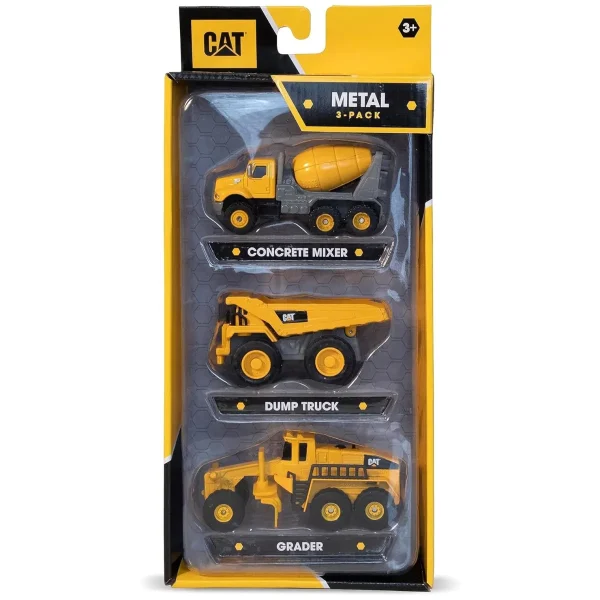 Outback Toys Excavators | Loaders<CAT Construction Metal Vehicle 3 Pack with Concrete Mixer, Dump Truck & Grader