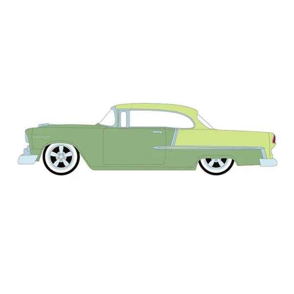 Manufacturer_Greenlight Collectibles Cars & Suvs<1/64 1956 Chevrolet Bel Air Lowrider, Crocus Yellow & Laurel Green Two-Tone, California Lowriders Series 7