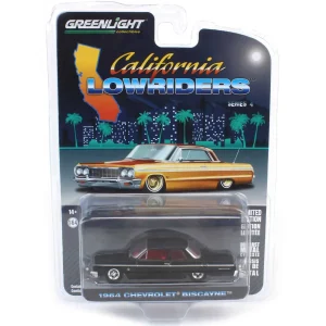 Manufacturer_Greenlight Collectibles Cars & Suvs<1/64 1964 Chevrolet Biscayne, Black with Red Interior, California Lowriders Series 4