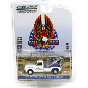 Manufacturer_Greenlight Collectibles Tow & Straight Trucks<1/64 1969 Chevrolet C-30 Dually Wrecker, Jerrys Towing, Fall Guy Stuntman Association Series