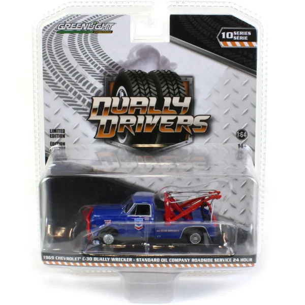 Manufacturer_Greenlight Collectibles Tow & Straight Trucks<1/64 1969 Chevrolet C-30 Dually Wrecker, Standard Oil Roadside, Dually Drivers Series 10
