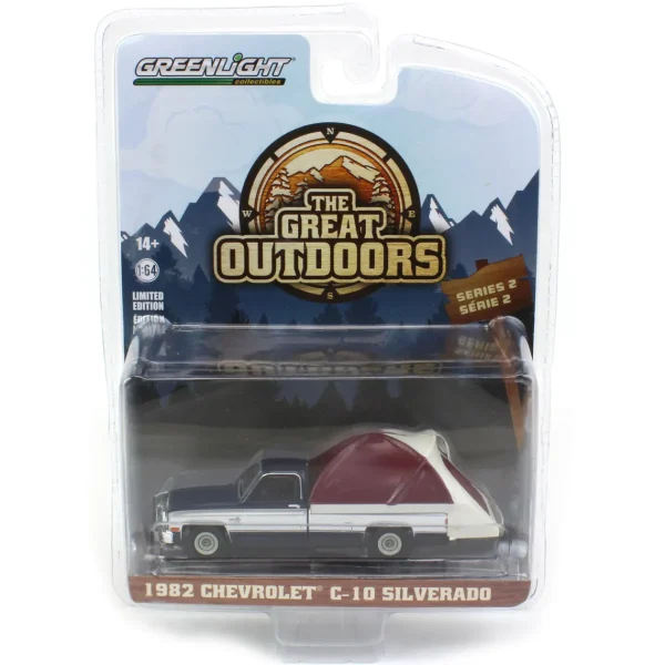 Manufacturer_Greenlight Collectibles Pickup Trucks<1/64 1982 Chevrolet C-10 Silverado with Truck Bed Tent, Great Outdoors Series 2