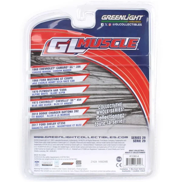 Manufacturer_Greenlight Collectibles Cars & Suvs<1/64 1968 Chevrolet Camaro SS 396, Cordova Maroon, GreenLight Muscle Series 29