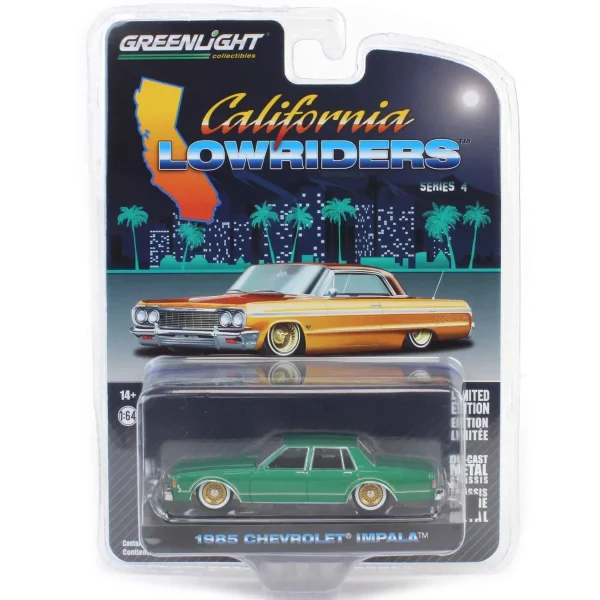 Manufacturer_Greenlight Collectibles Cars & Suvs<1/64 1985 Chevrolet Impala, Bright Green Metallic, California Lowriders Series 4