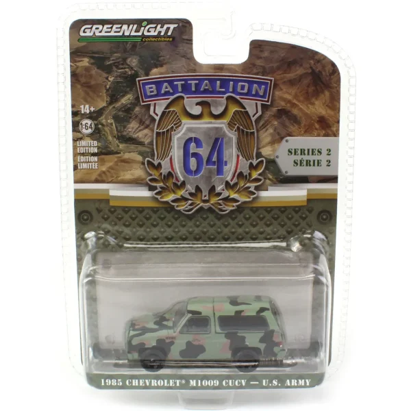Manufacturer_Greenlight Collectibles Cars & Suvs<1/64 1985 Chevrolet M1009 CUCV, US Army, Camo, Battalion 64 Series 2