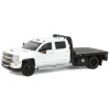 Manufacturer_Greenlight Collectibles Lowboys & Flatbeds | Pickup Trucks<1/64 2018 Chevrolet Silverado 3500 Dually Flatbed Pickup Truck, White, Collaboration Exclusive