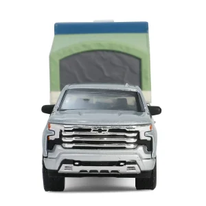 Manufacturer_Greenlight Collectibles Pickup Trucks<1/64 2024 Chevrolet Silverado High Country with Pop-Up Camper, Sterling Gray, Hitch & Tow Series 32