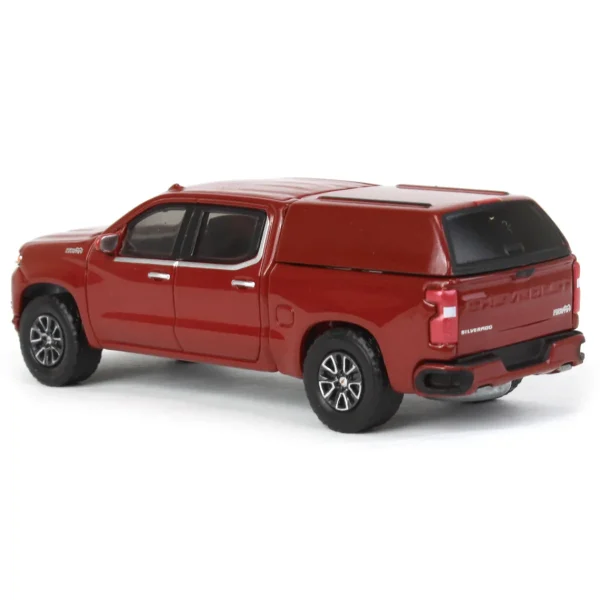Manufacturer_Greenlight Collectibles Pickup Trucks<1/64 2022 Chevrolet Silverado LTD High Country with Camper Shell, Cherry Red, Showroom Floor Series 2