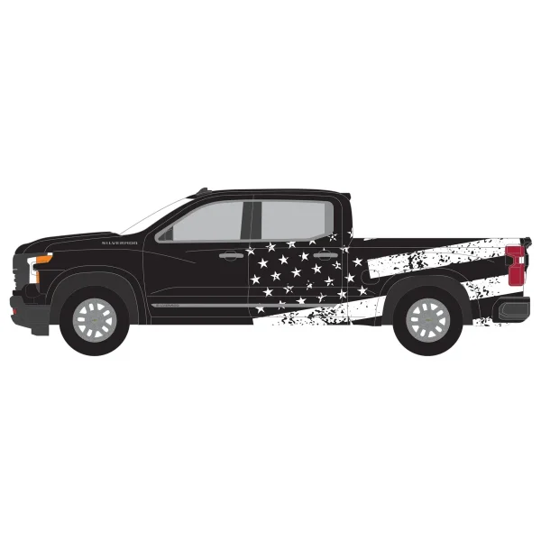 Manufacturer_Greenlight Collectibles Cars & Suvs | Pickup Trucks<1/64 2023 Chevrolet Silverado, Stars & Stripes, Blue Collar Collection Series 14