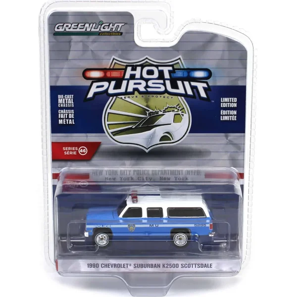 Manufacturer_Greenlight Collectibles Cars & Suvs | Emergency Vehicles<1/64 1990 Chevrolet Suburban K2500 Scottsdale, NYPD, Hot Pursuit Series 46