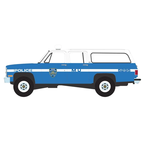 Manufacturer_Greenlight Collectibles Cars & Suvs | Emergency Vehicles<1/64 1990 Chevrolet Suburban K2500 Scottsdale, NYPD, Hot Pursuit Series 46