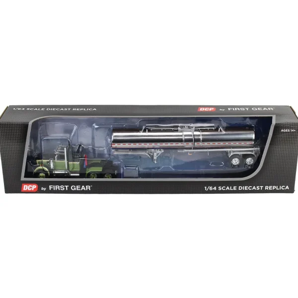 Manufacturer_DCP by First Gear Tanker Trucks<1/64 Dark Green/Olive White Western Star 4900 36in Sleeper with Brenner Chemical Tanker, DCP by First Gear