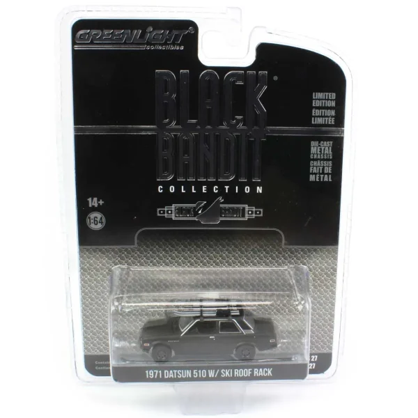 Manufacturer_Greenlight Collectibles Cars & Suvs<1/64 1971 Datsun 510 with Ski Roof Rack, Black Bandit Series 27