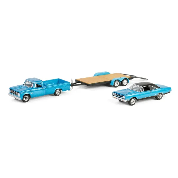 Manufacturer_Greenlight Collectibles Cars & Suvs | Pickup Trucks<1/64 1967 Dodge D-200 with Flatbed Trailer & 1969 Plymouth GTX, Graveyard Carz, Hollywood Hitch & Tow Series 13