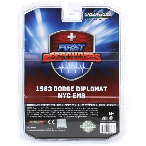 Manufacturer_Greenlight Collectibles Emergency Vehicles<1/64 1983 Dodge Diplomat, NYC EMS First Responders, Hobby Exclusive