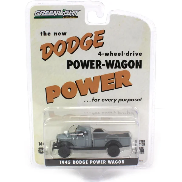 Manufacturer_Greenlight Collectibles Pickup Trucks<1/64 1945 Dodge Power Wagon, Anvil Gray, Greenlight Exclusive Production